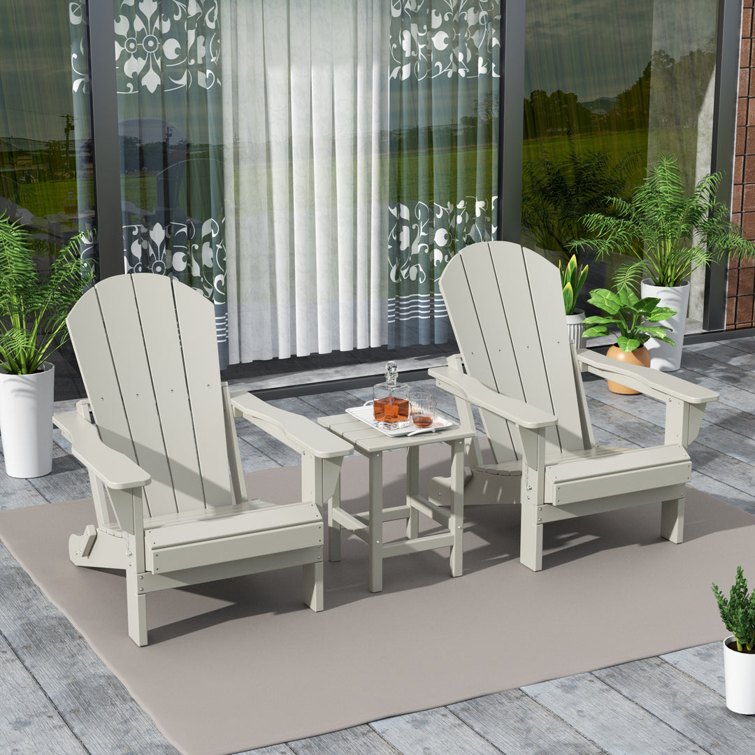 Malibu Westintrends 3-Piece set Outdoor / Patio Poly Adirondack chair set with a side table ( 2 seater )