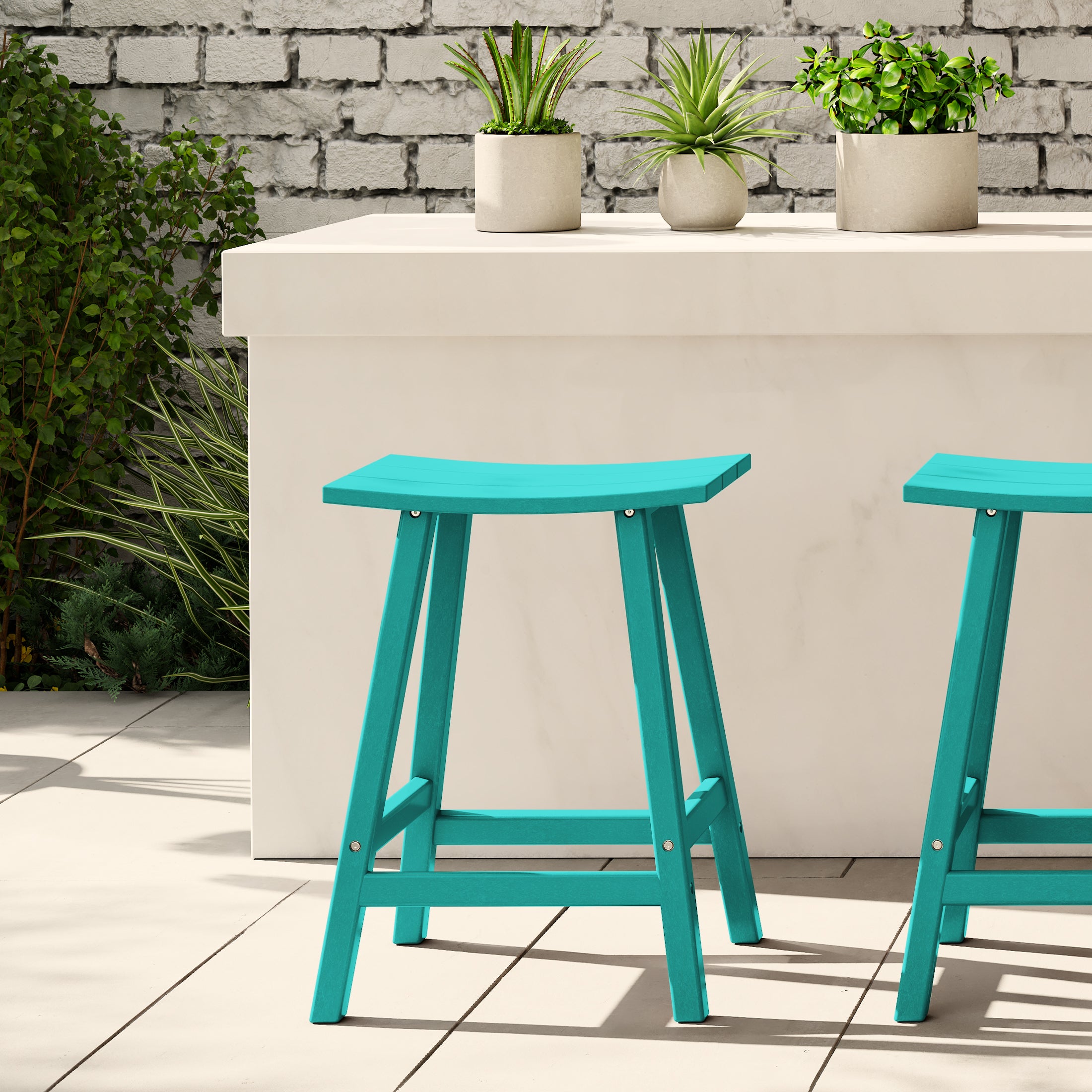Malibu 24" HDPE Outdoor Patio Counter Height Bar Stool