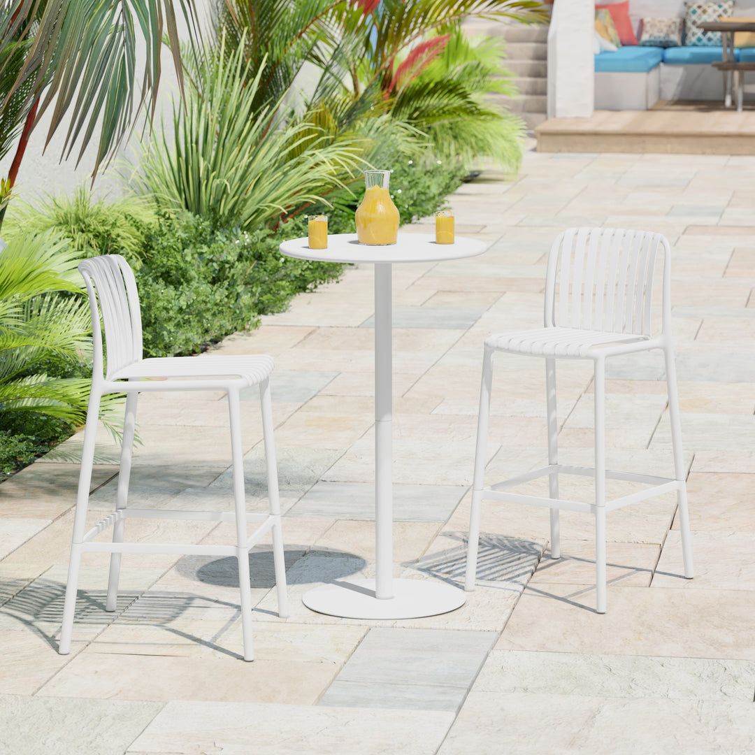 Playa 3-Piece Patio Adjustable Bar Table with Stackable Patio Bar Stools