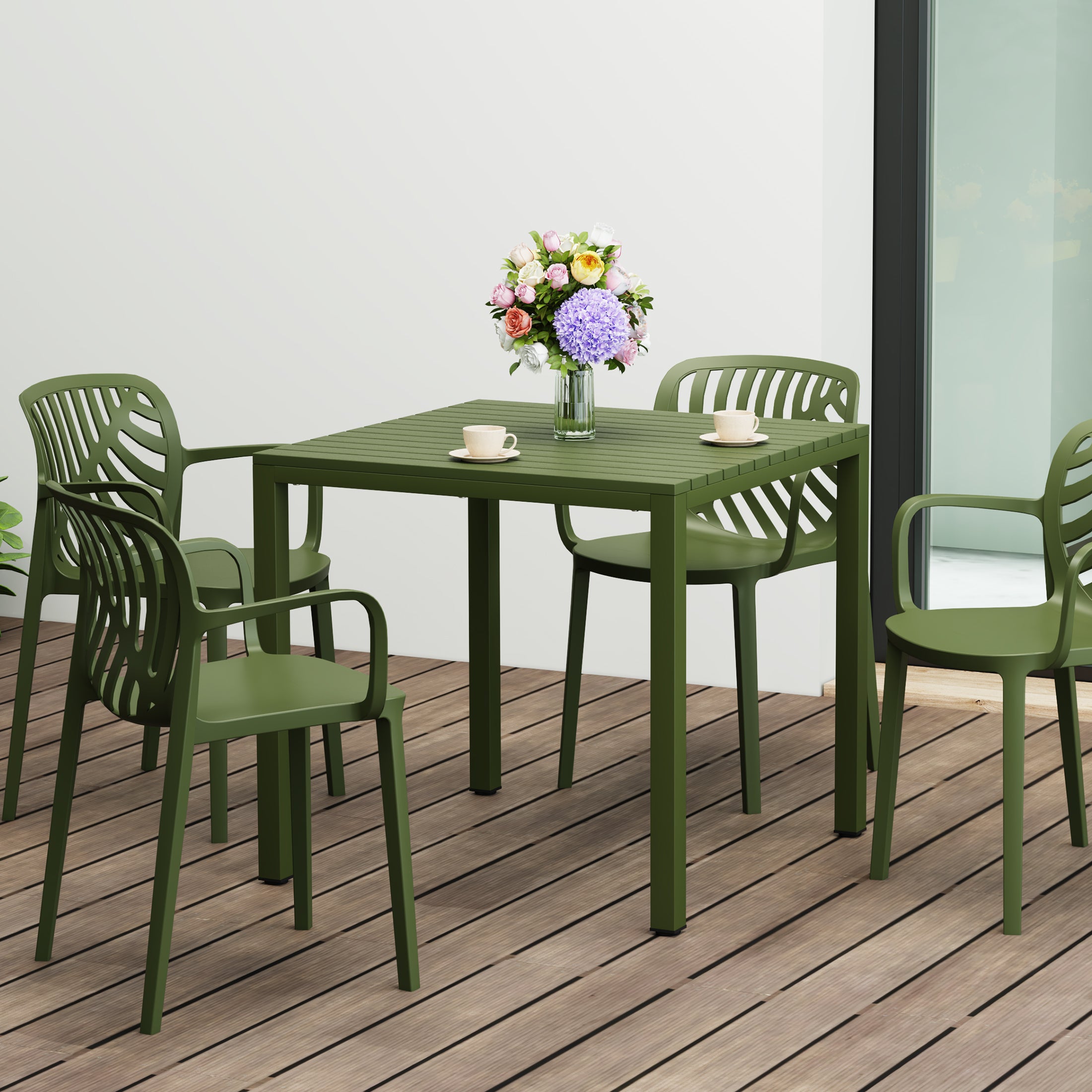 Playa 31.5" Iron Metal Frame Outdoor Square Patio Dining Table