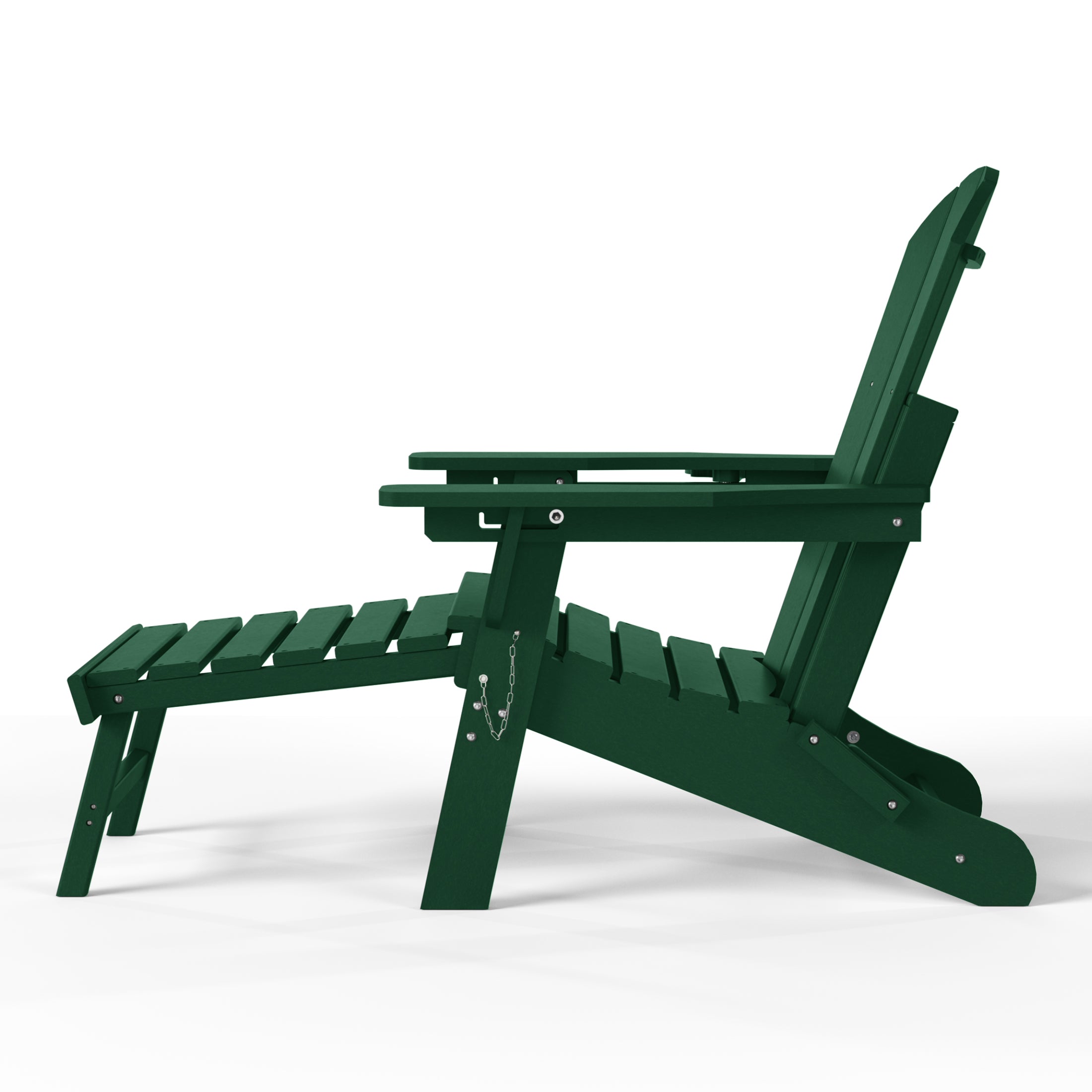 Malibu Folding Adjustable Adirondack Chair with Retractable Ottoman and Cup Holder