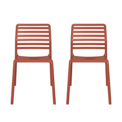 Playa Outdoor Stackable Polypropylene Plastic Resin Dining Side Chairs (Set of 2)