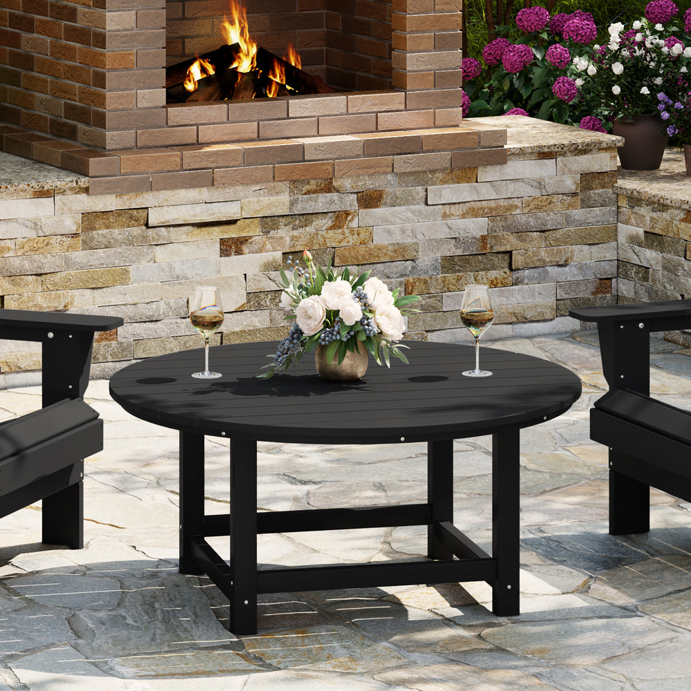 Malibu Low Outdoor HDPE Round Patio Coffee Table