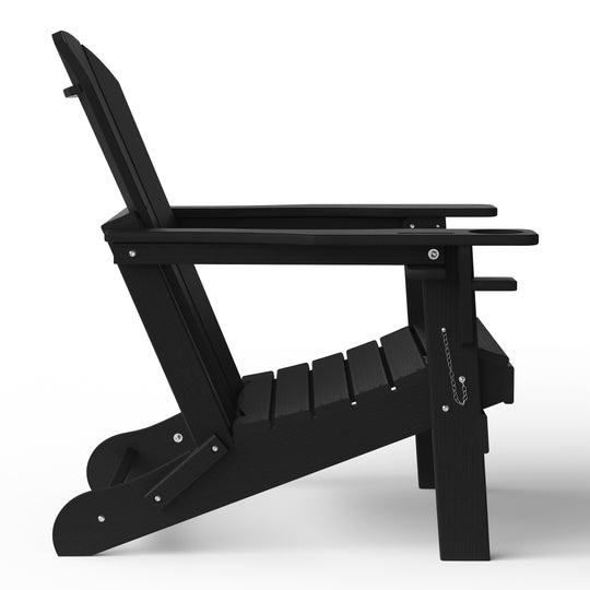 Nantucket Outdoor Patio HDPE Resin Folding Adirondack Chairs With Cup Holder and Phone Holder (Set of Four)