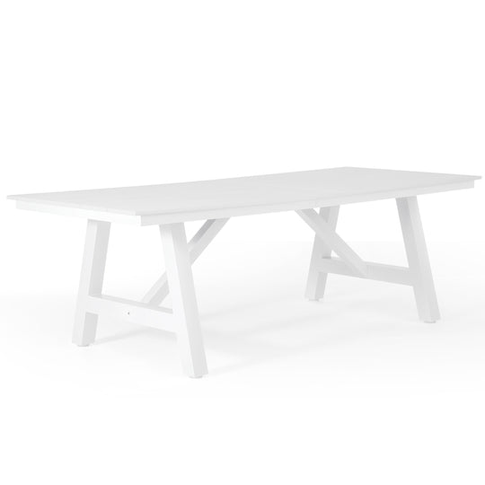 Cape May 90" HDPE Rectangle Outdoor Patio Dining Table With Umbrella Hole and Metal Frame