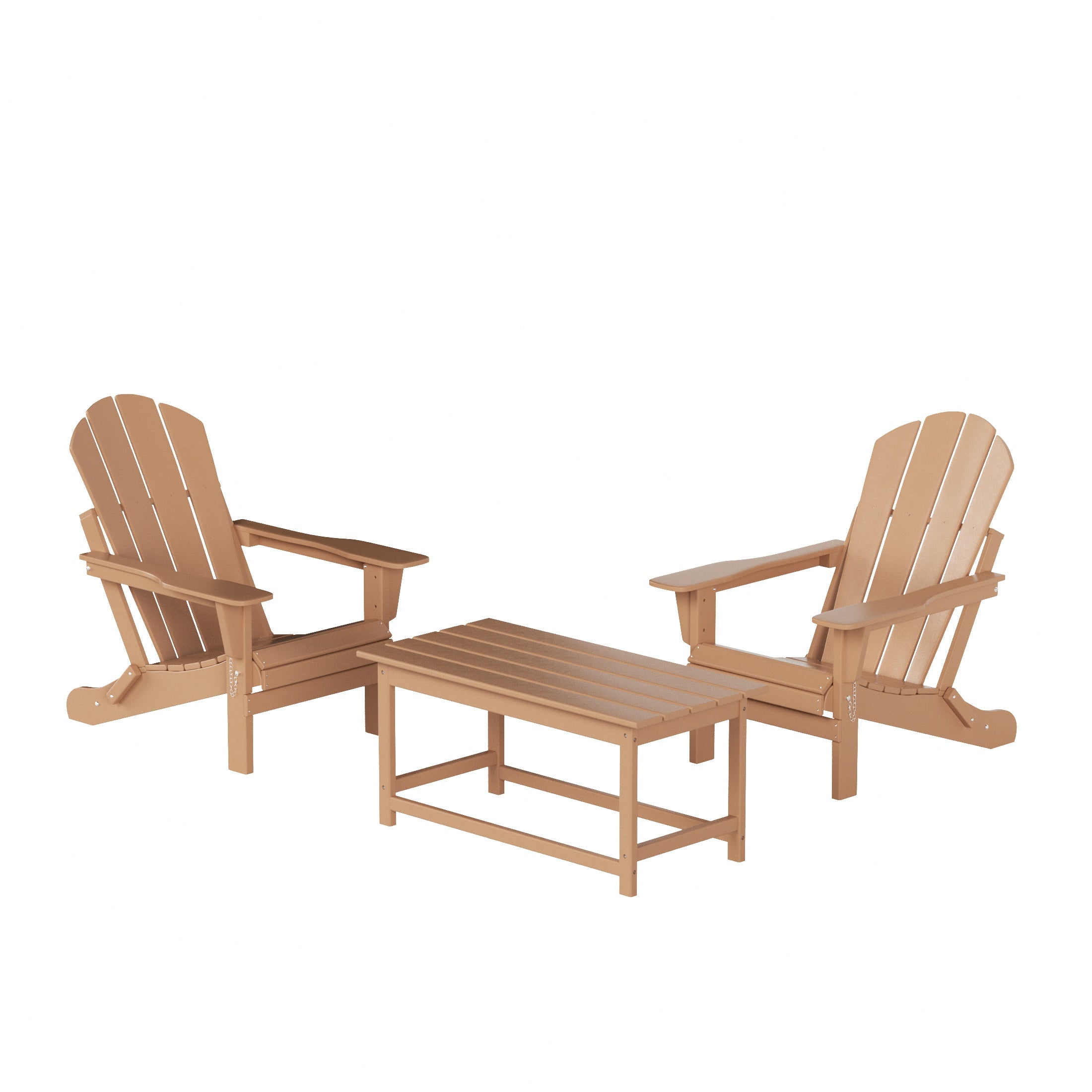 Malibu 3-Piece set Outdoor / Patio Poly Adirondack chair set with a Coffee table ( 2 seater )