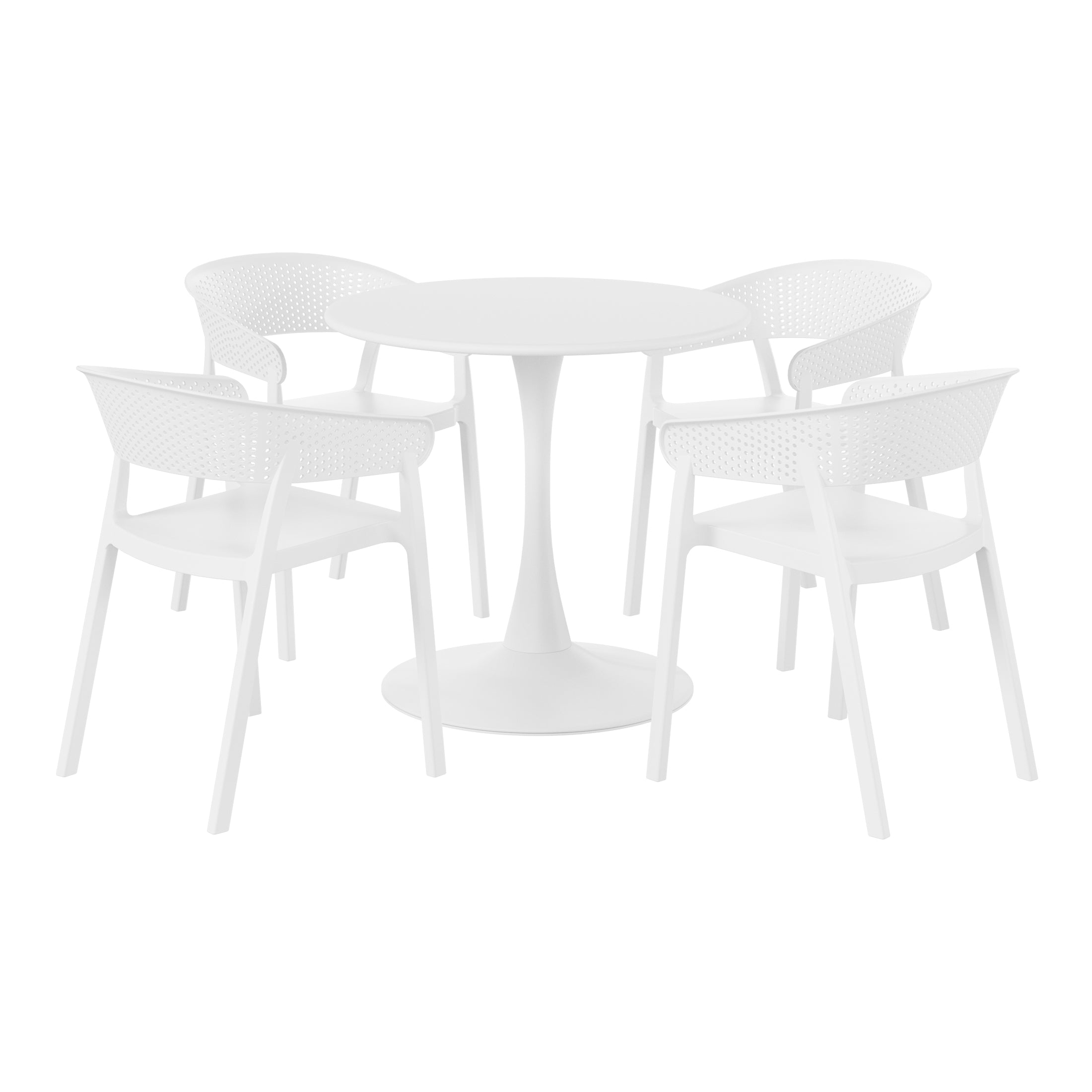 Playa 5-Piece Indoor Outdoor Metal Patio Dining Table Set With Stackable Patio Chairs