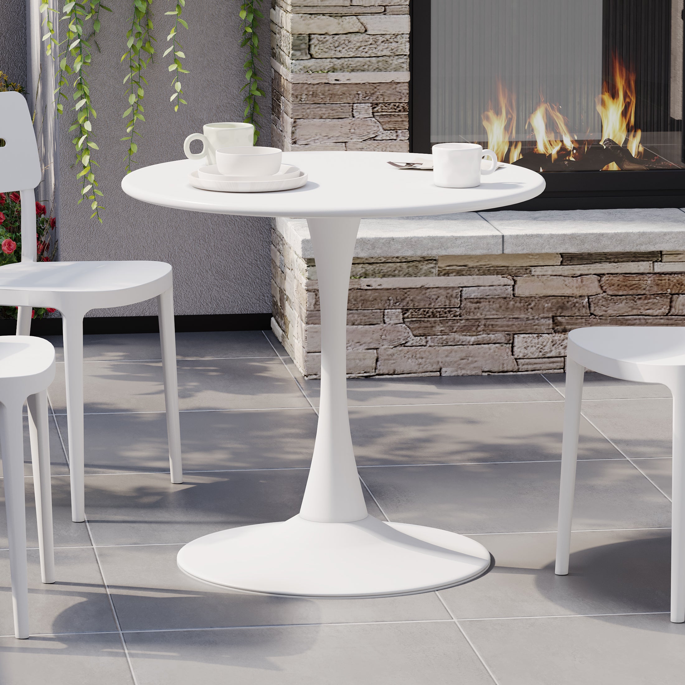 Playa 31.5" Round Outdoor Indoor Metal Cocktail Dining Table