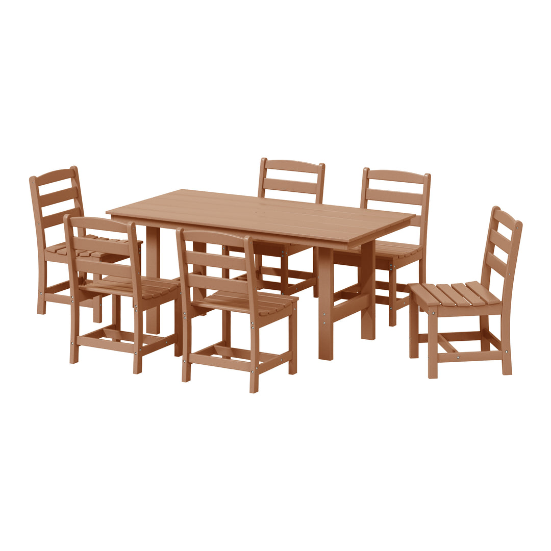 Ashore 7-Piece HDPE Outdoor Rectangular Patio Dining Table Set with Side Chairs