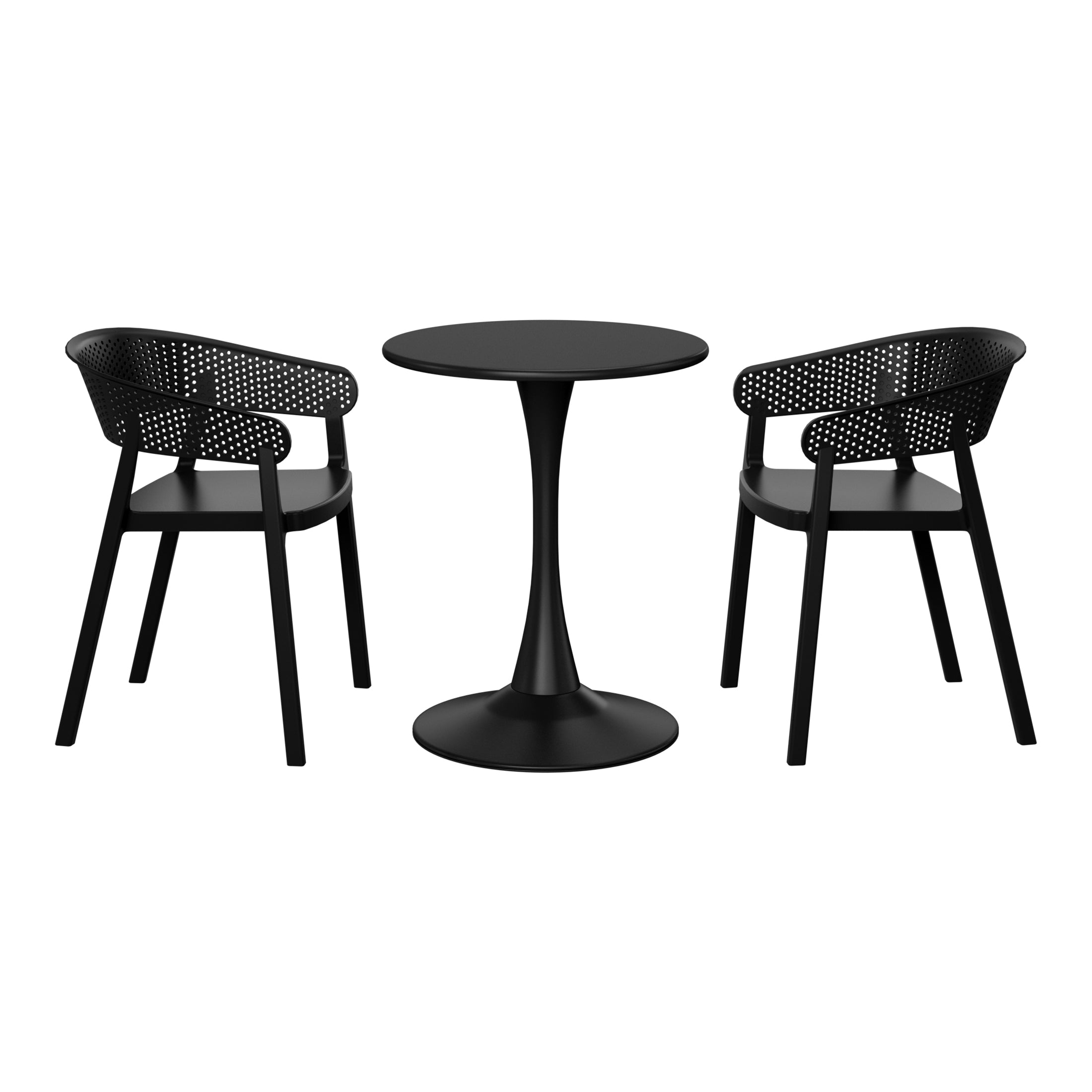 Playa 3-Piece Indoor Outdoor Metal Patio Dining Table Set With Stackable Patio Chairs