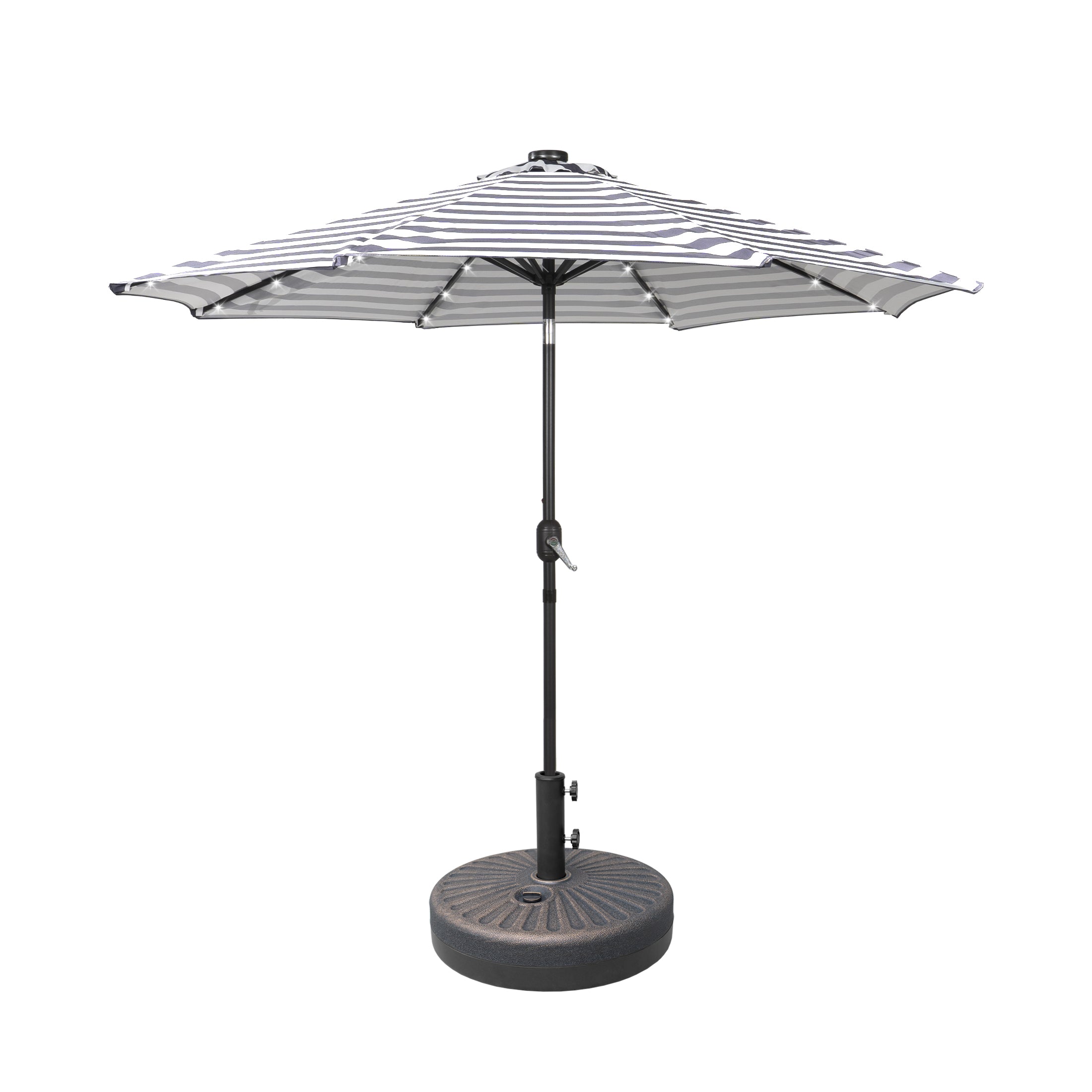 Cyrus 9 ft. Patio Solar LED Market Patio Umbrella with Base