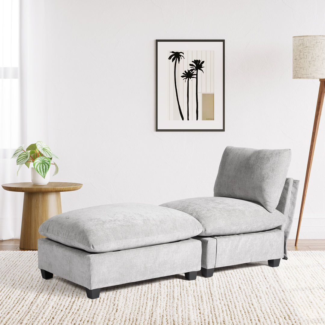 Augusta 68.5" Chenille Upholstered Indoor Chaise Lounge Chair