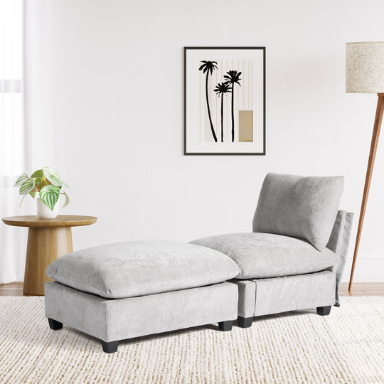 Augusta 68.5" Chenille Upholstered Indoor Chaise Lounge Chair