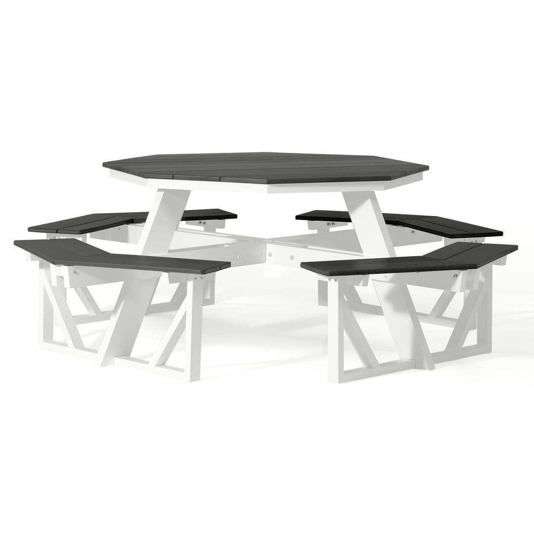 Outdoor 48" HDPE 8-Person Patio Octagon Picnic Table