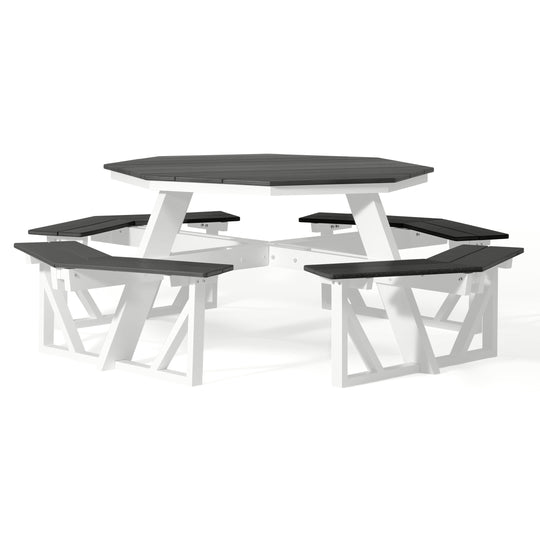 Outdoor 48" HDPE 8-Person Patio Octagon Picnic Table
