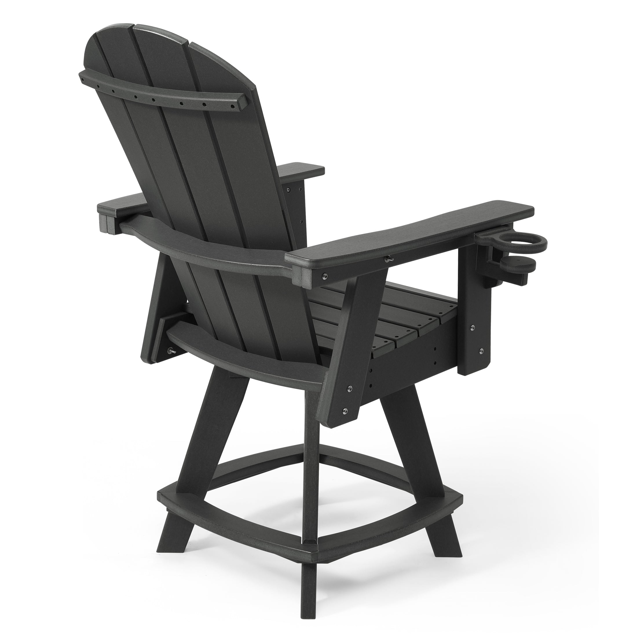 Malibu Outdoor HDPE Adirondack Swivel Counter Height Bar Chair With Cup Holder