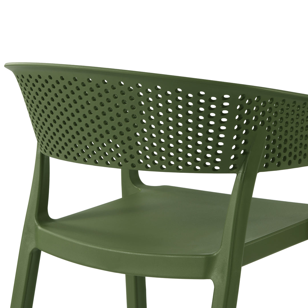 Playa Outdoor Modern Stackable Plastic Resin Patio Dining Armchair (Set of 2)