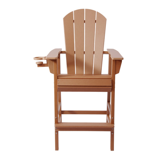Malibu Outdoor HDPE Tall Adirondack Bar Height Chair With Cup Holder