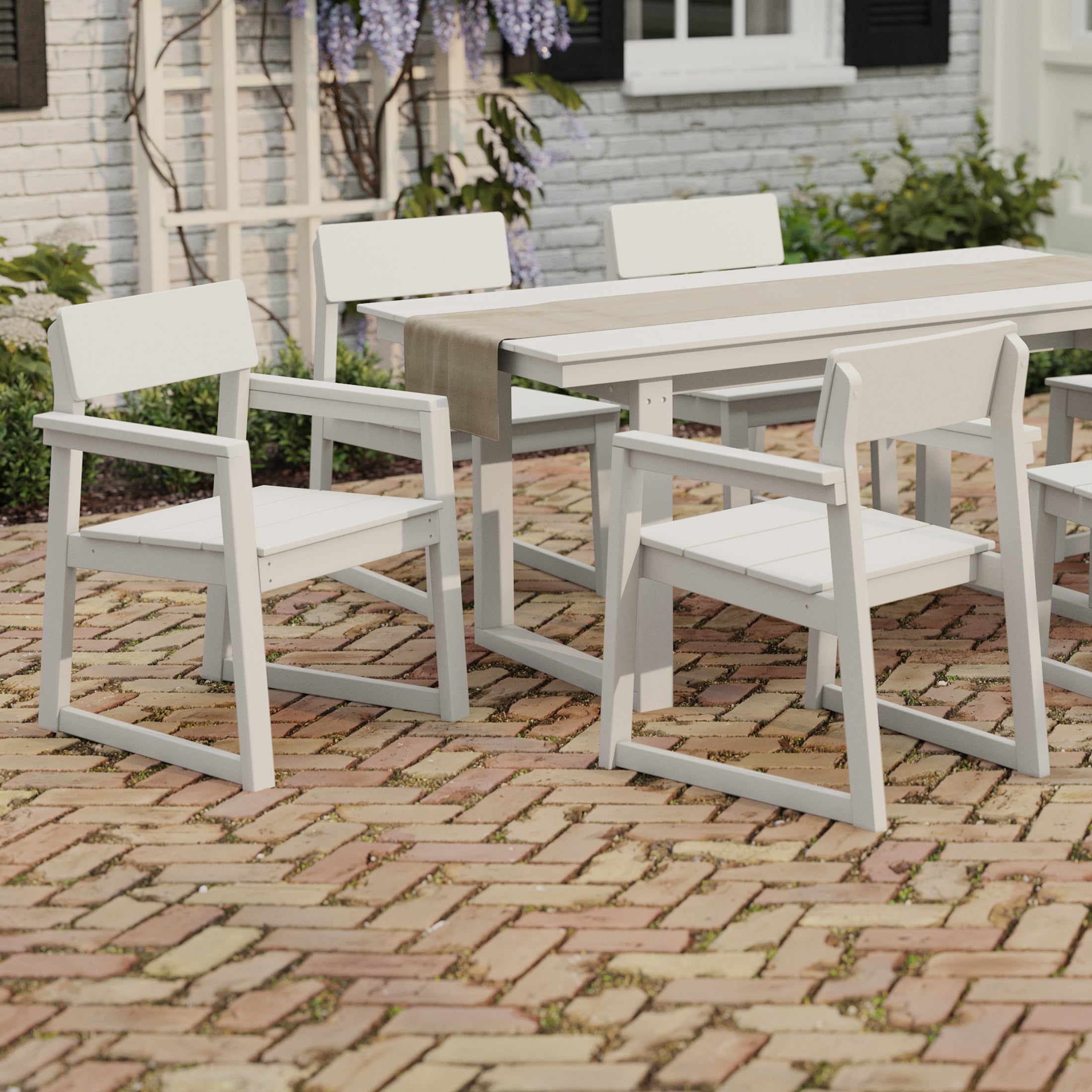 Paloma Modern HDPE Outdoor Patio Dining Arm Chairs (Set of 2)