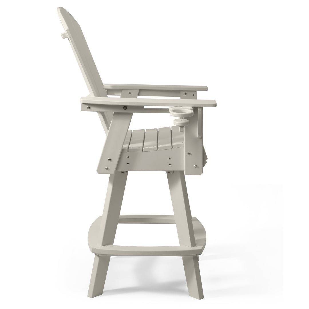 Malibu Outdoor HDPE Swivel Adirondack Bar Height Chair With Cup Holder