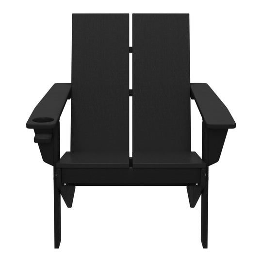 Riviera Outdoor HDPE Modern Adirondack Chair with Cup Holder (Set of 4)