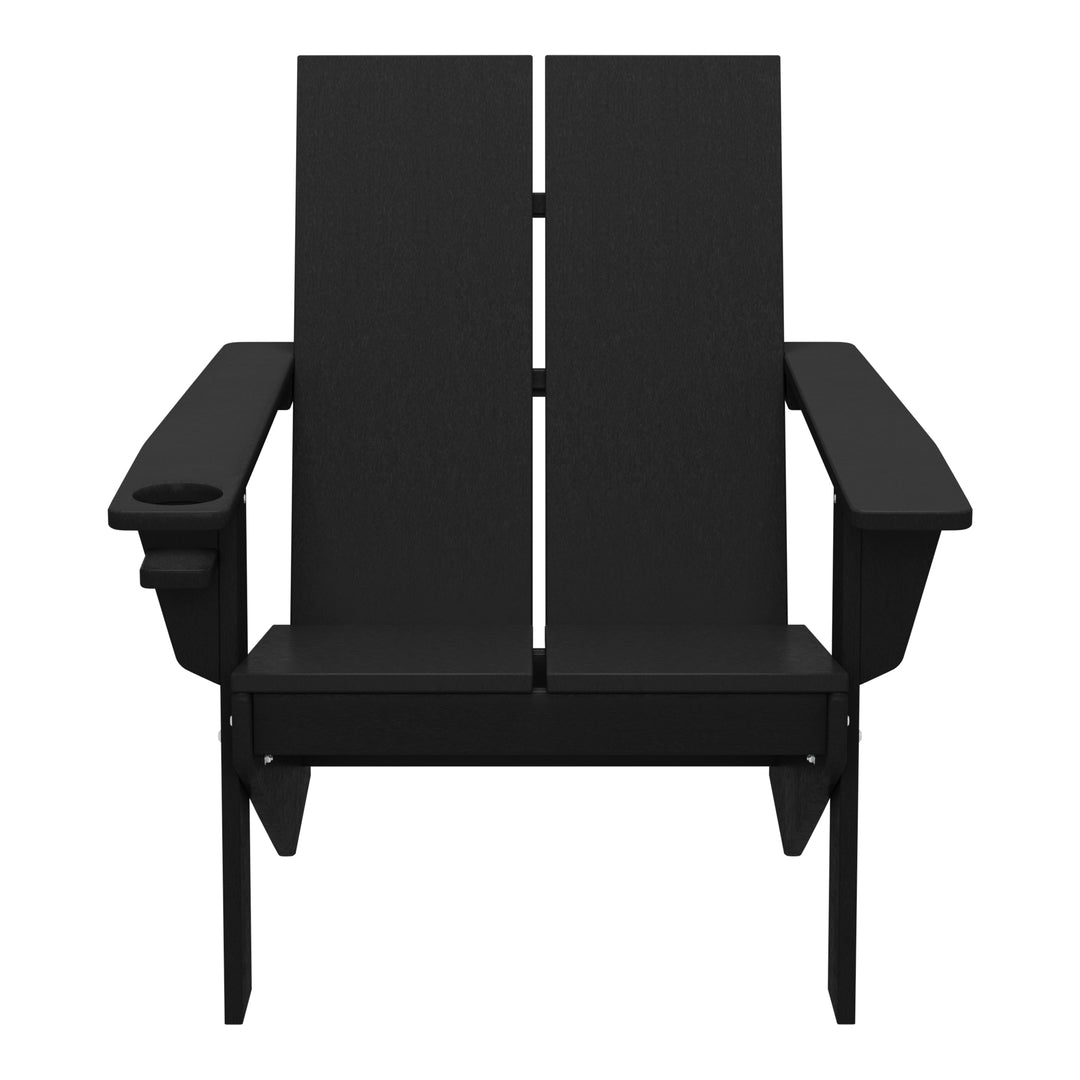 Riviera Outdoor HDPE Modern Adirondack Chair with Cup Holder (Set of 2)