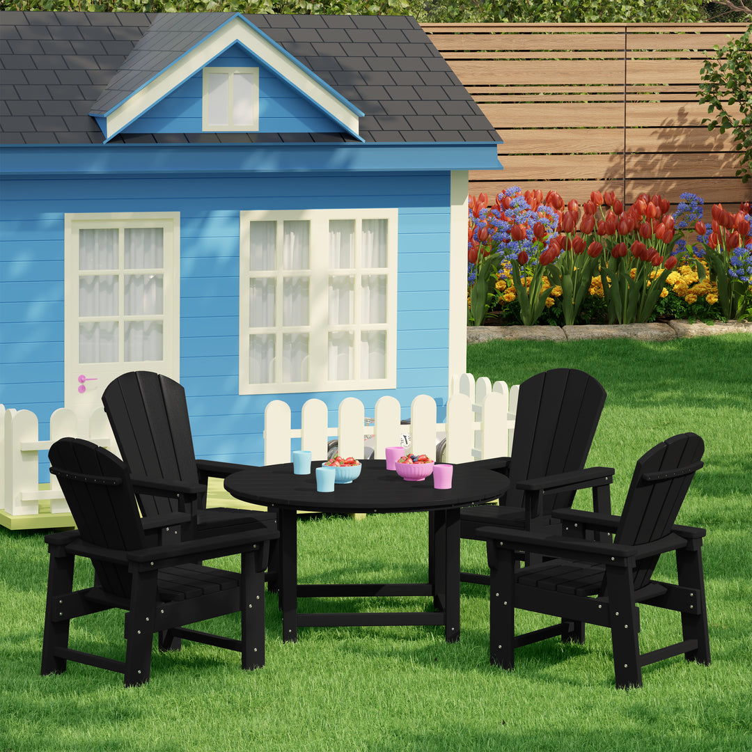 Malibu Kids 5-Piece HDPE Outdoor Patio Round Dining Table and Chairs Set