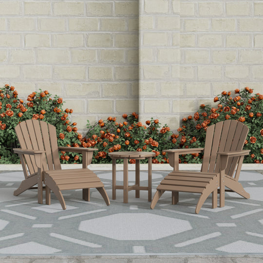 Dylan Outdoor Adirondack Chair With Ottoman And Side Table 5-Piece Set