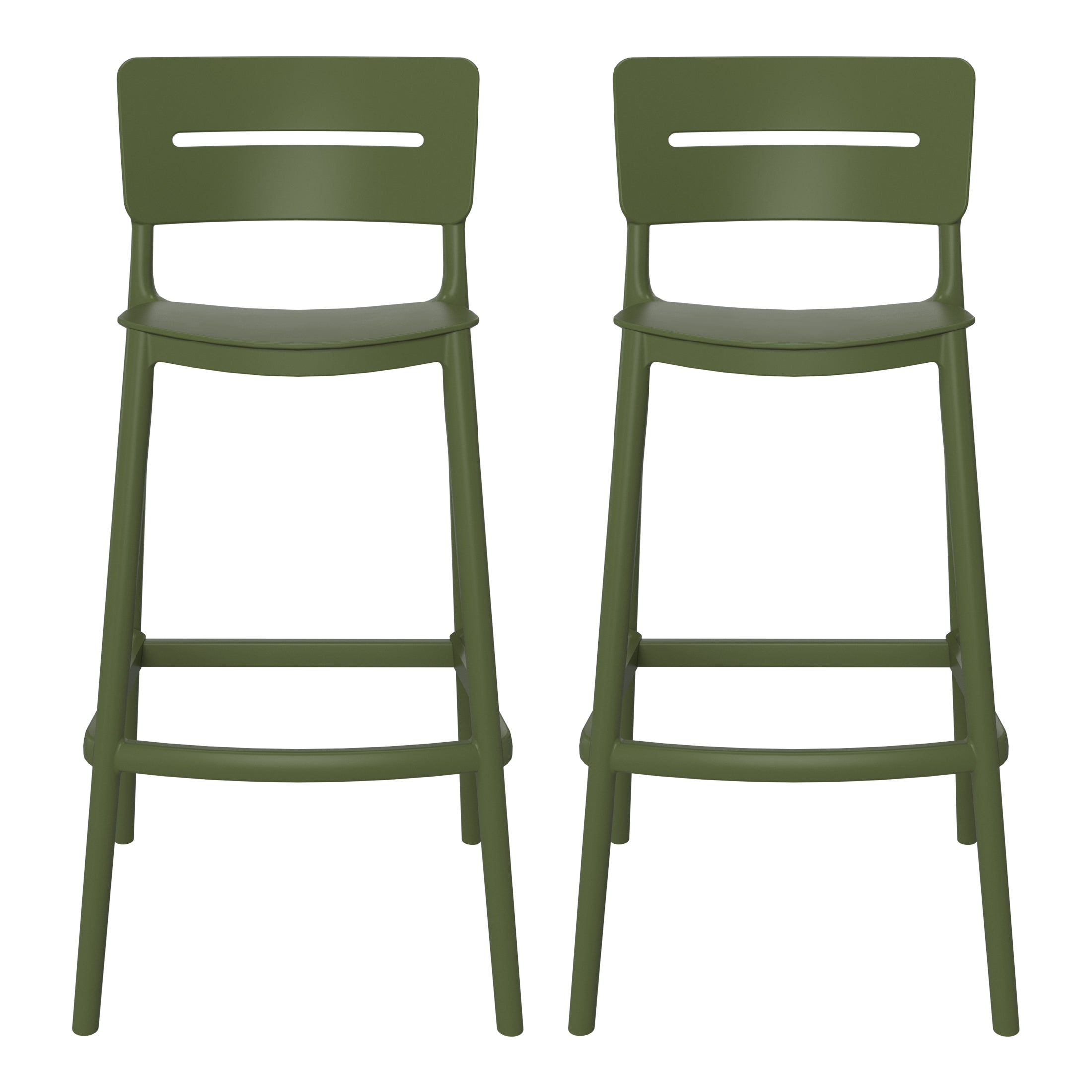 Playa Stackable Polypropylene Resin Plastic Outdoor Patio Bar Stools (Set of 2)