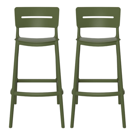 Playa Stackable Polypropylene Resin Plastic Outdoor Patio Bar Stools (Set of 2)