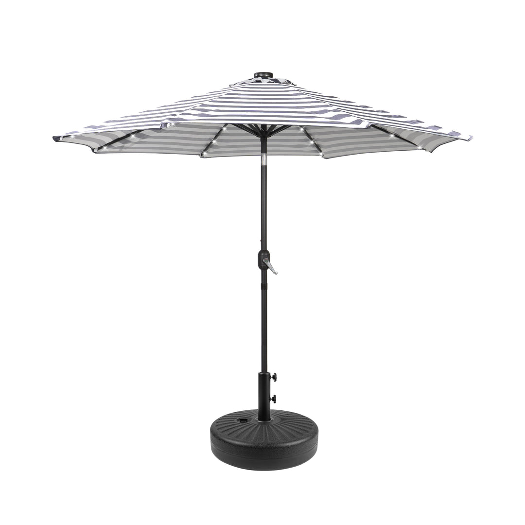 Cyrus 9 ft. Patio Solar Power LED Market Umbrella with Round Black Base