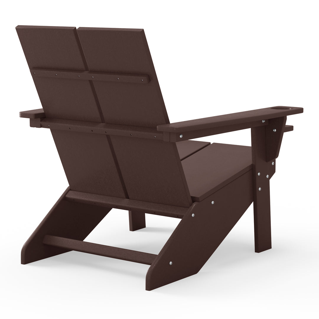 Riviera Outdoor 4-Piece HDPE Modern Adirondack Chairs Set with Folding Patio Ottomans and Cup Holder
