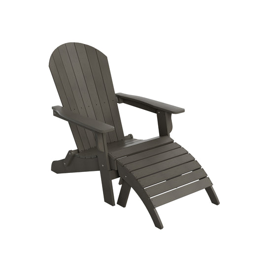 Tuscany 2-Piece HIPS Outdoor Folding Adirondack Seashell Chair With Folding Ottoman