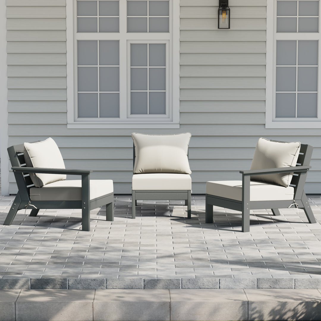 Avalon Outdoor Patio HDPE Sectional Sofa with Patio Cushions