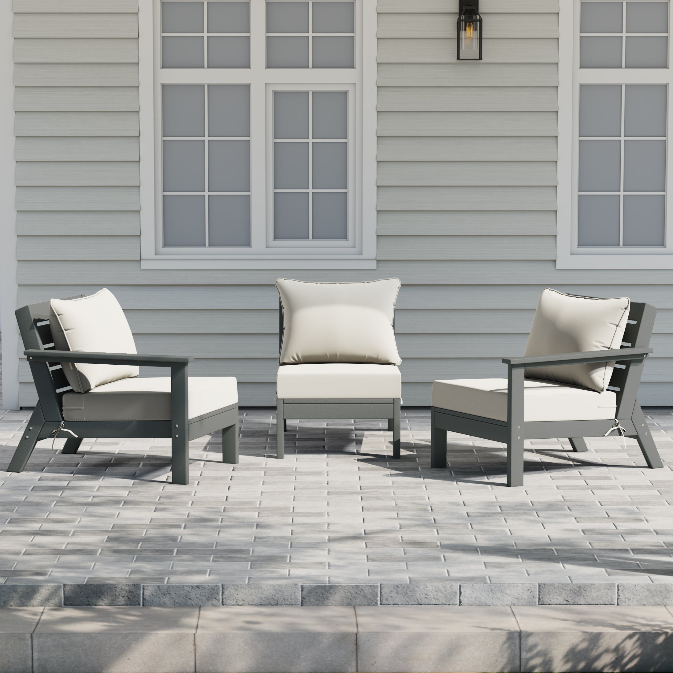 Avalon Outdoor Patio HDPE Sectional Sofa with Patio Cushions