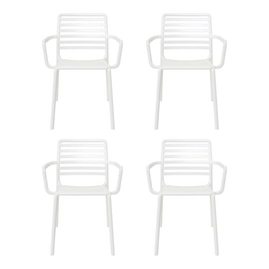 Playa Outdoor Stackable Polypropylene Plastic Resin Dining Armchairs (Set of 4)