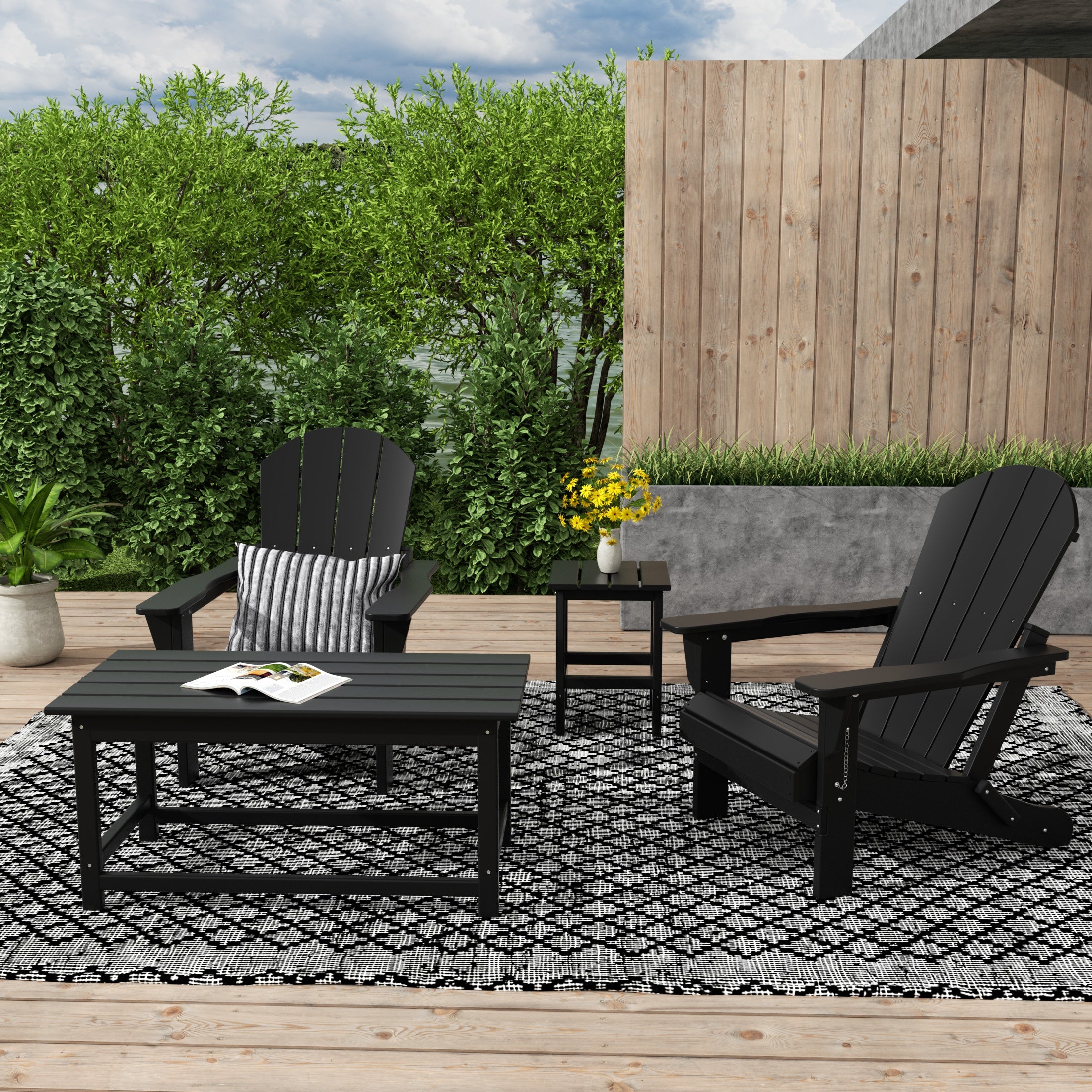 Malibu 4-Piece set Outdoor / Patio Poly Adirondack chairs with a Coffee and a side table ( 2 seater )