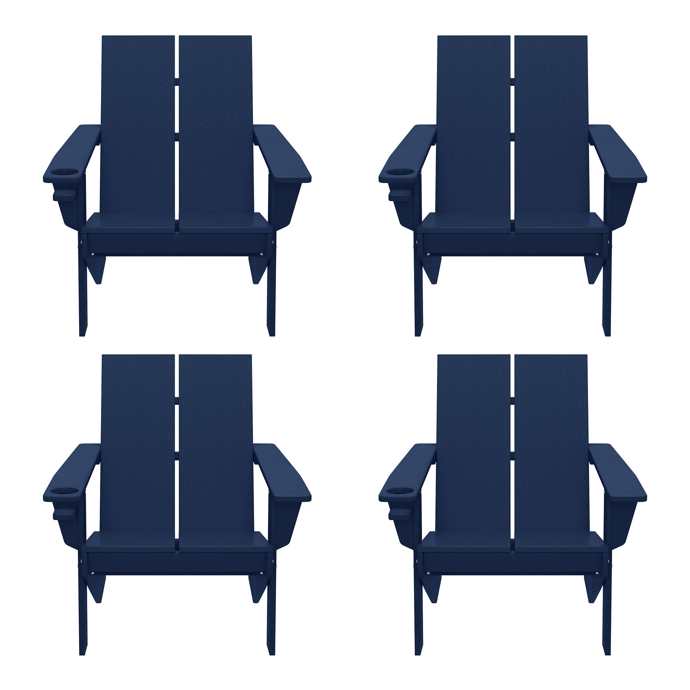 Riviera Outdoor HDPE Modern Adirondack Chair with Cup Holder (Set of 4)