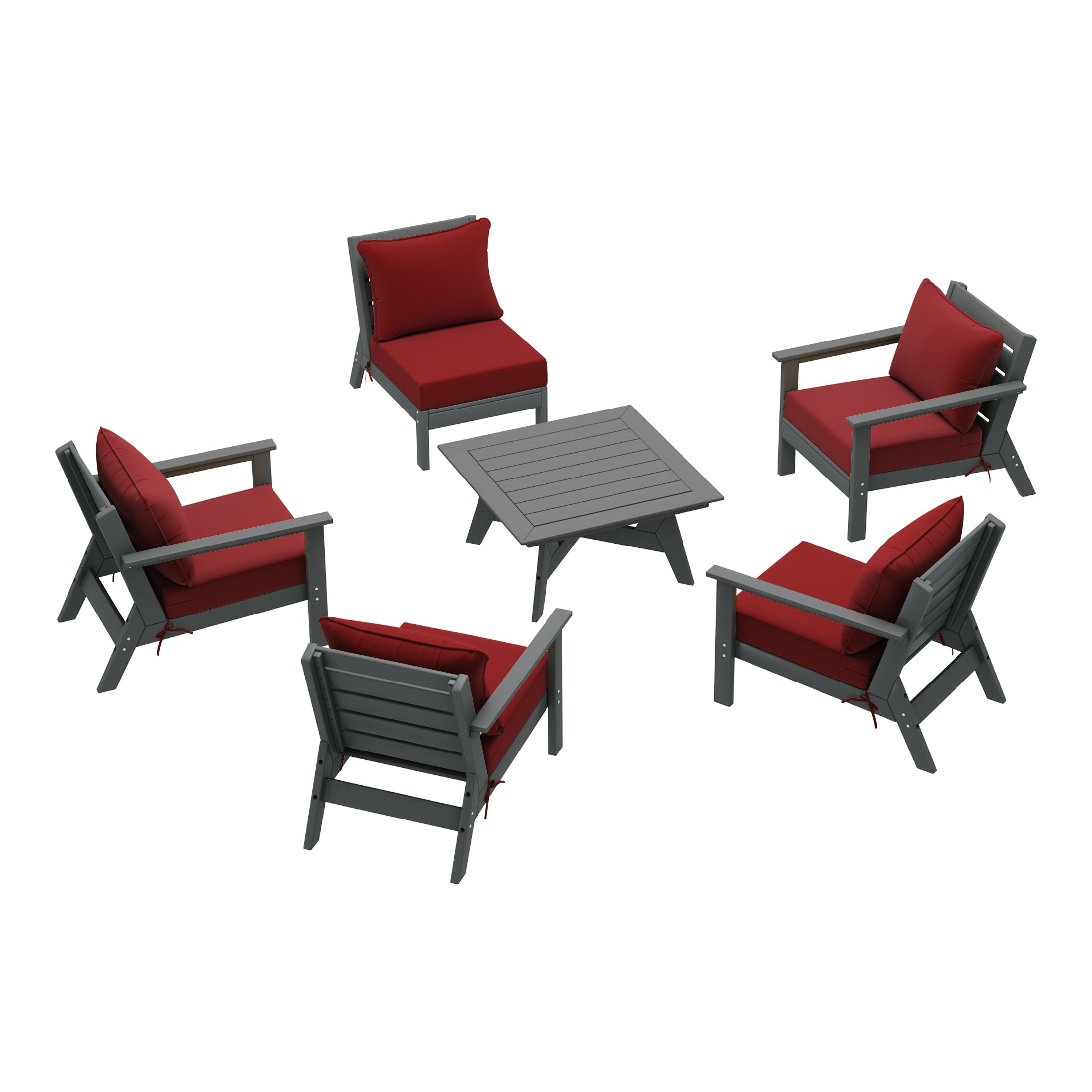 Avalon Outdoor 6-Piece Modular Sectional Patio Furniture Sofa Set in Gray Frame