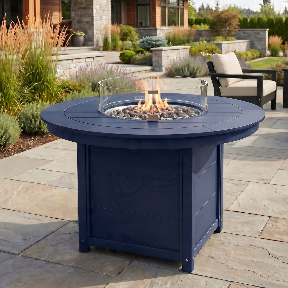 Helios 47" Modern Outdoor Patio Propane Gas Round Fire Pit Table