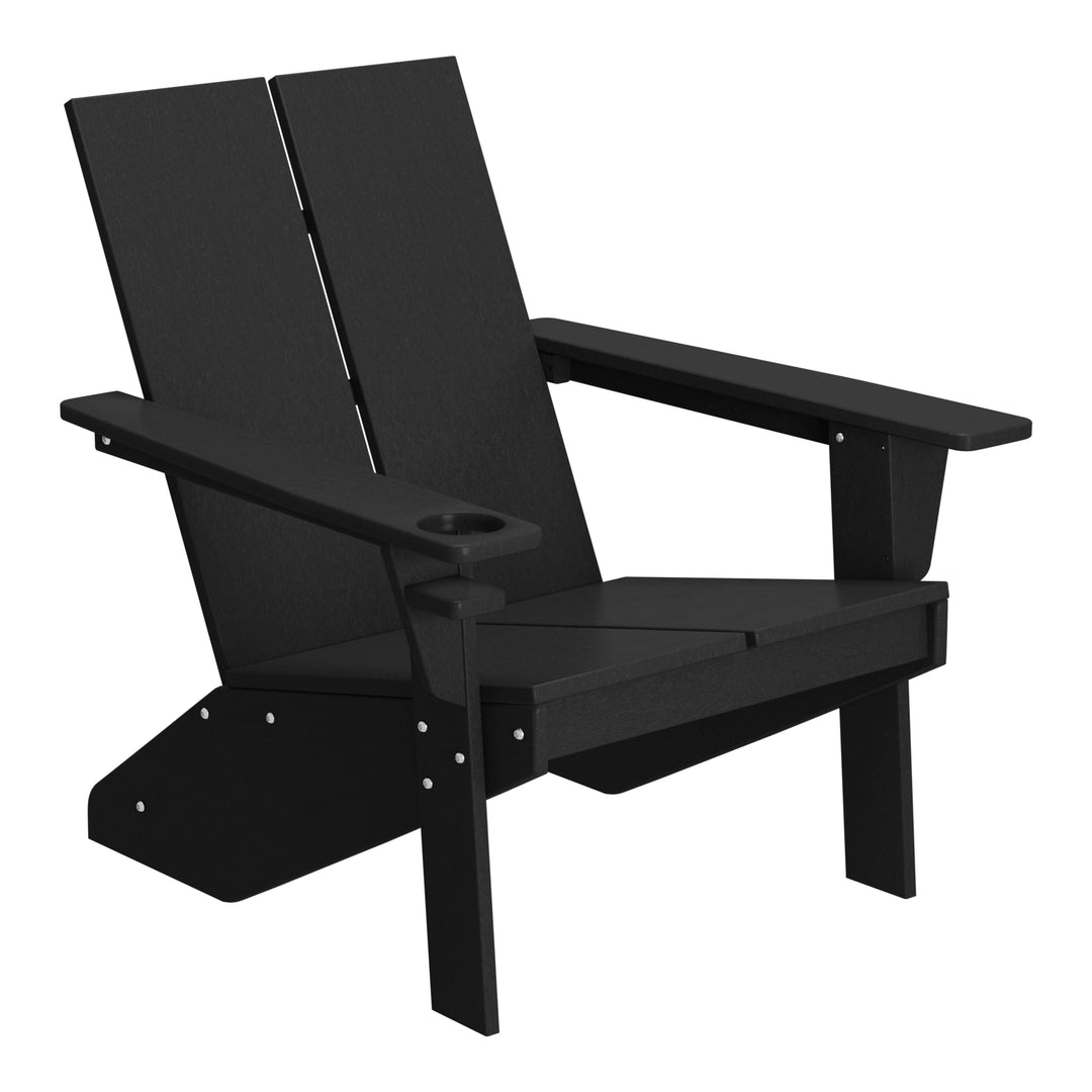 Riviera Outdoor 4-Piece HDPE Modern Adirondack Chairs Set with Folding Patio Ottomans and Cup Holder