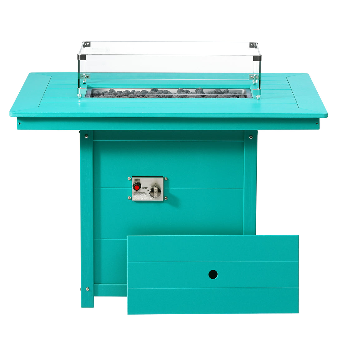 Helios 46" Modern Outdoor Patio Gas Propane Rectangular Fire Pit Table