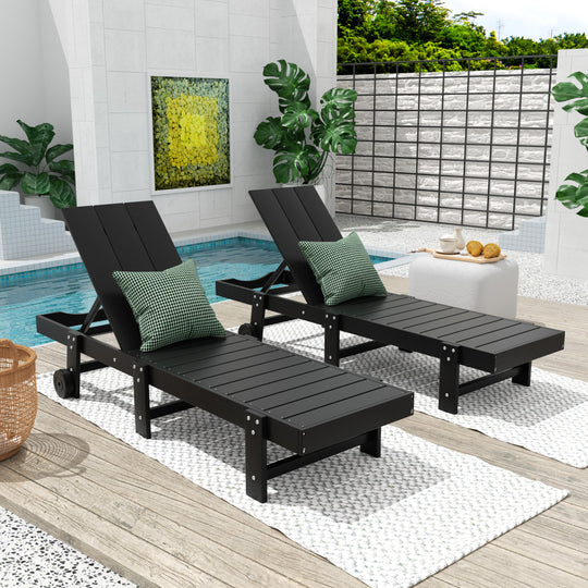 Ashore Modern Poly Reclining Chaise Lounge With Wheels