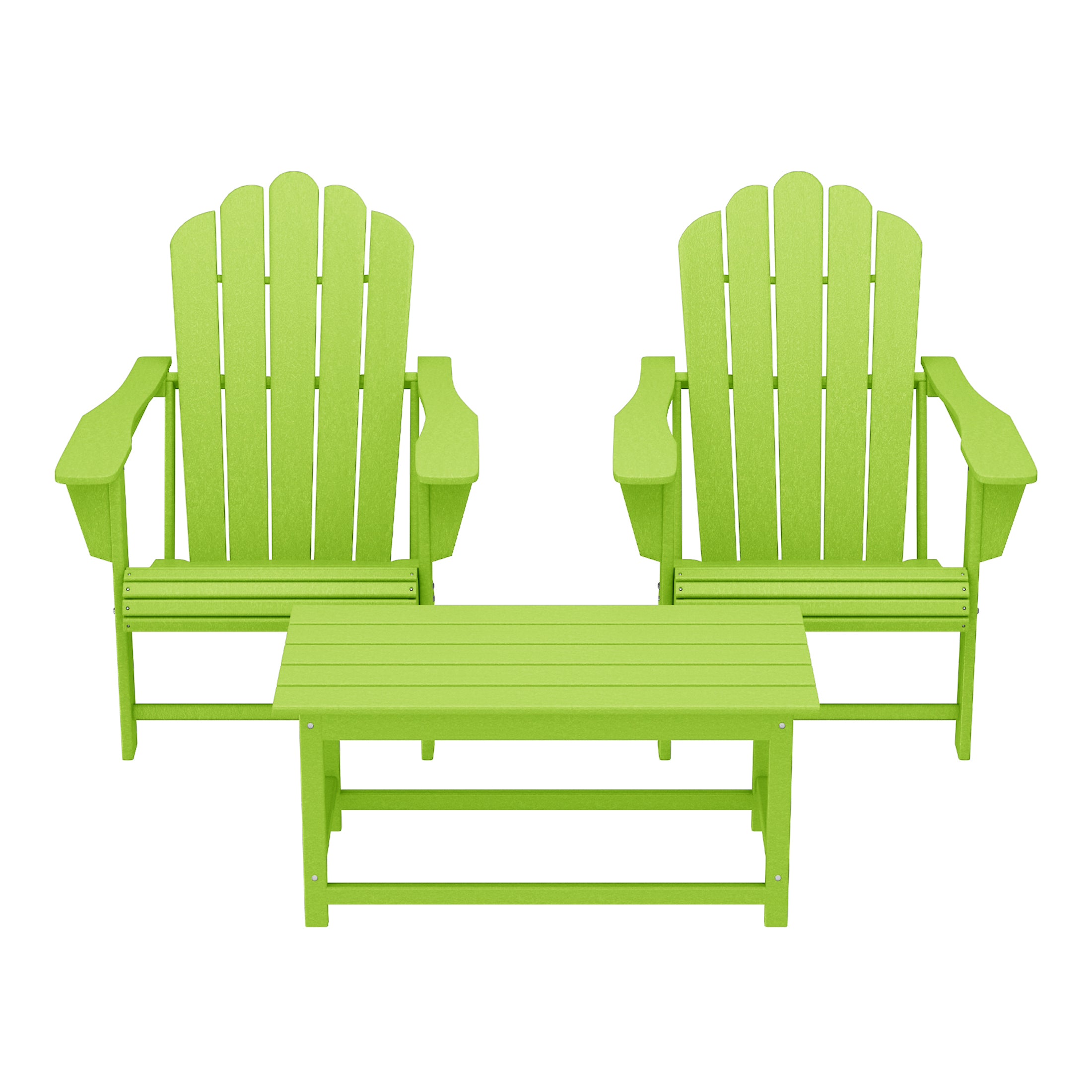 Highland 3-Piece Adirondack Chairs with Cup Holders and Coffee Table Set