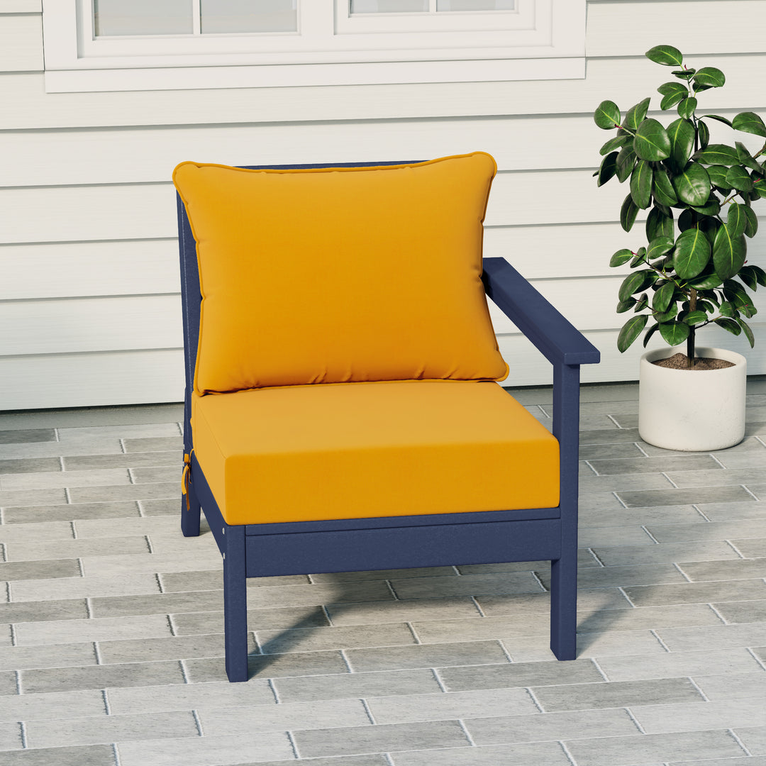 Avalon Outdoor Patio HDPE Right Arm Sectional Corner Club Chair with Patio Cushions
