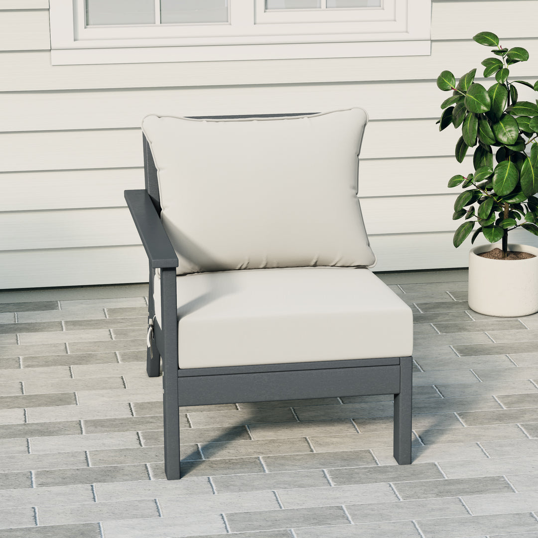 Avalon Outdoor Patio HDPE Left Arm Sectional Corner Club Chair with Patio Cushions