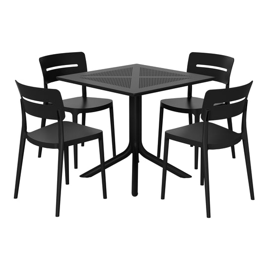 Playa Modern 5-Piece Resin Patio Dining Table Set with Stackable Patio Dining Chairs
