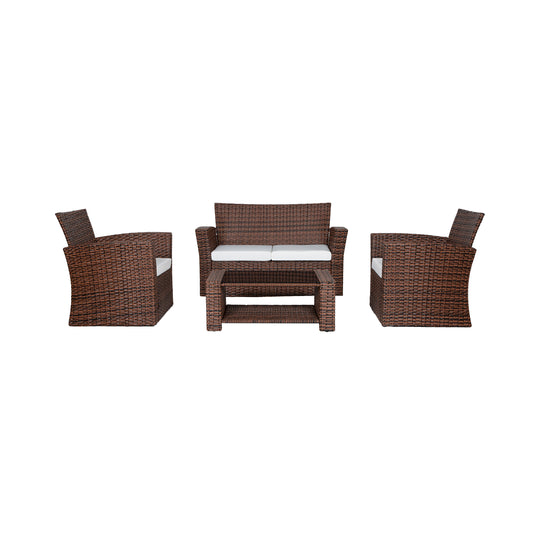 Coastal 4-Piece Outdoor Patio Conversation Set, Brown