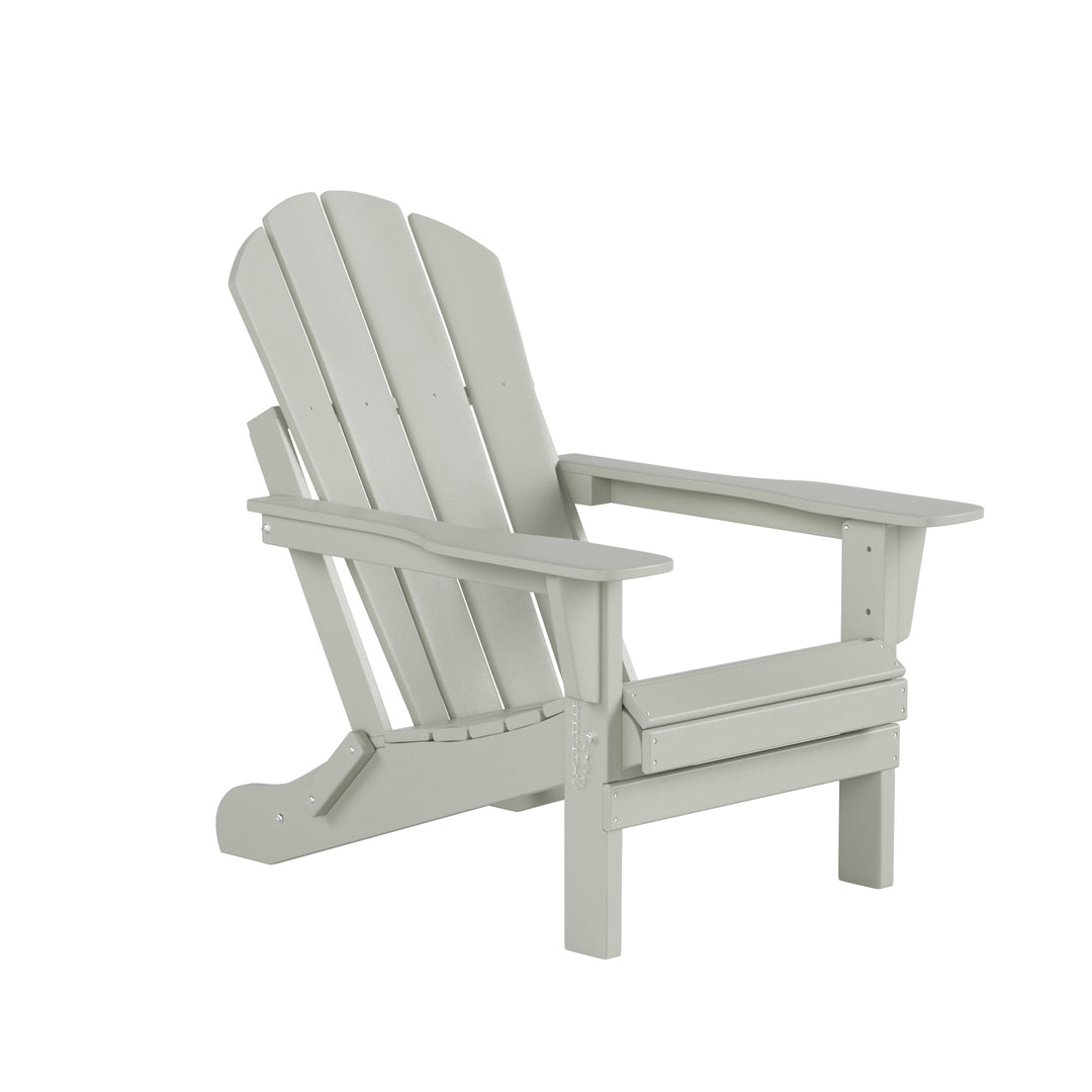 Malibu Outdoor Folding Poly Adirondack Chair with Coffee Table Side Table 7 Pieces Set