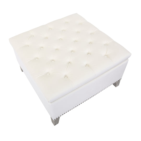 Wordford Square Velvet Tufted Storage Ottoman